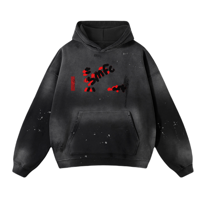 SMFC- premium red side box logo hoodie